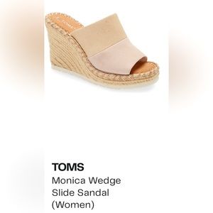 Tom’s Monica 4” Wedge in Peony Suede/Subtle Metallic, sz 11. NWT
